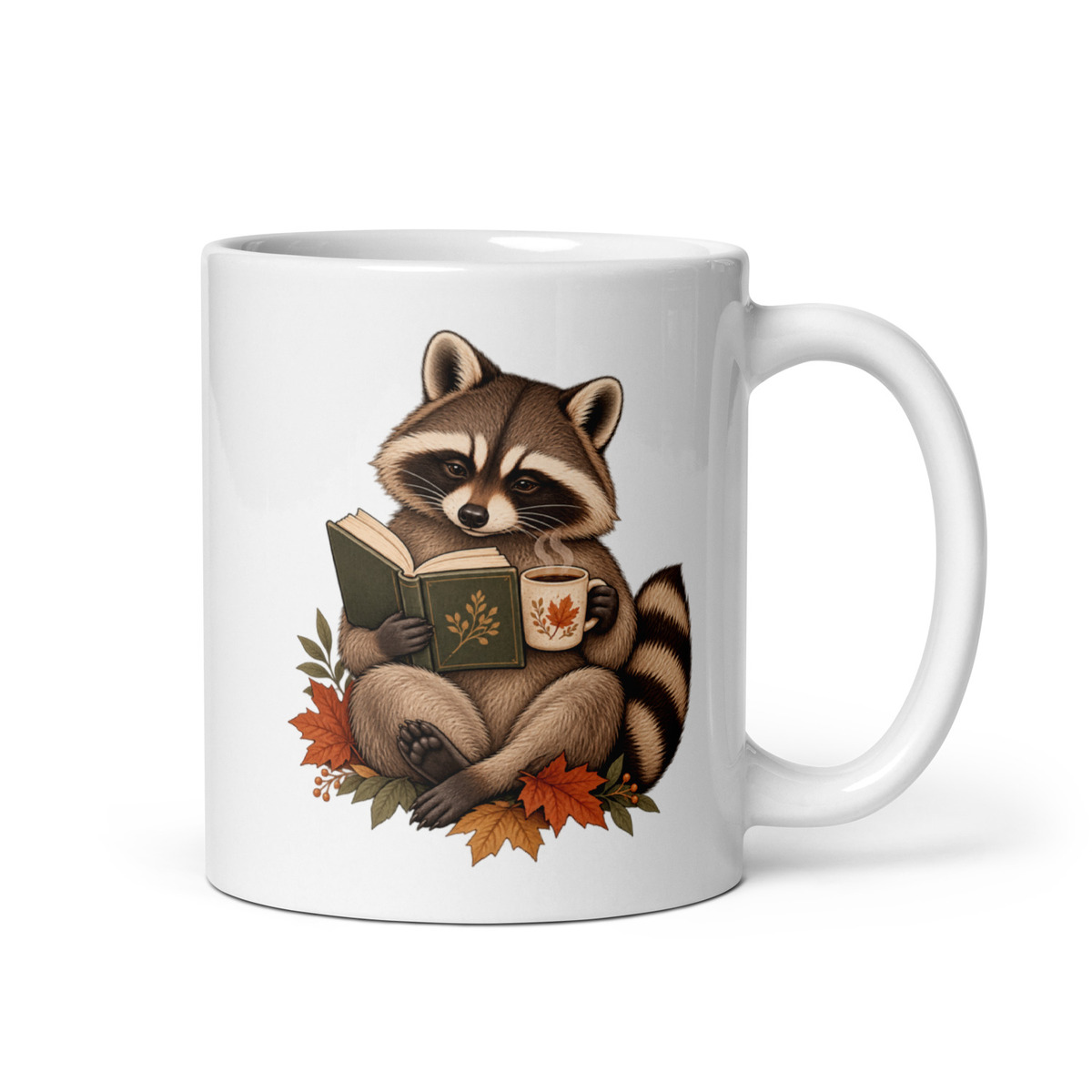 Reading Raccoon Mug 11 oz - Book Lover Coffee Gift