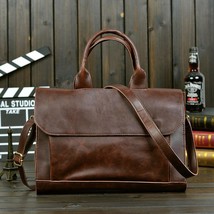 New Good Quality 13&quot;Laptop Handbag Leather Vintage Men Bag Business Briefcase - £67.94 GBP