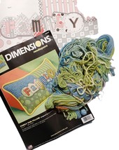 Dimensions Needlepoint Cross Stitch Kit Family FUN Pillow 12x7 Partly Done 2004 - £19.05 GBP