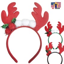 Rudolph Ear Horn Pom Pom Deer Reindeer Christmas Xmas Headband hair band... - $4.54+