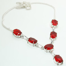 Mozambique Garnet Oval Shape Cut Gemstone Handmade Necklace Jewelry 18&quot; ... - £7.06 GBP
