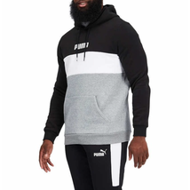 Puma Double Down Hoodie Hooded Sweatshirt Black Grey Colorblock Mens,Siz... - $39.59