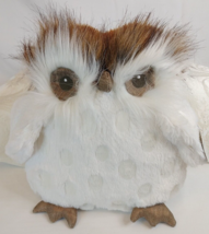 Pier 1 Imports Snowy Owl Plush - Gracie - White Brown Plaid 9 1/2&quot; - Pre-Owned - £16.27 GBP