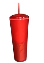 Starbucks ~ RED w/HEARTS ~ Soft Touch ~ Reusable Dome Tumbler ~ 24 oz ~ BPA Free - £29.25 GBP