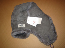 UGG Hat Bailey Aviator Trapper Exposed Shearling Grey New - £136.27 GBP