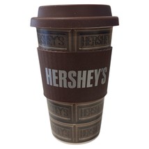 Hershey&#39;s Travel Ceramic Coffee Mug/Tumbler with Silicone Band And Lid -... - £12.23 GBP