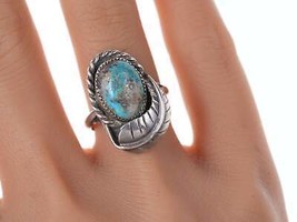 sz7 Vintage Navajo Silver and turquoise ring - £64.10 GBP