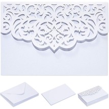 White Laser Cut Wedding Invitations With Envelopes (7.15 X 4.95 In, 24 Pack) - £33.97 GBP