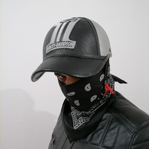 Custom Motorcycle Helmet Lid Cap baseball Hat fiberglass black Silver  Leather 1 - £214.24 GBP