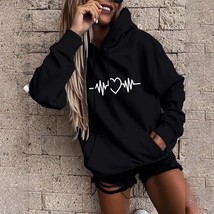 Hoodies Women&#39;s Fashion Casual Fun Heart Print Hooded Sweatshirt Loose  Tops Pul - £53.79 GBP