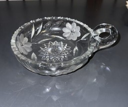 Antique American Brilliant Period ABP Cut Glass Nappy Candy NUT Dish with Handle - £35.50 GBP