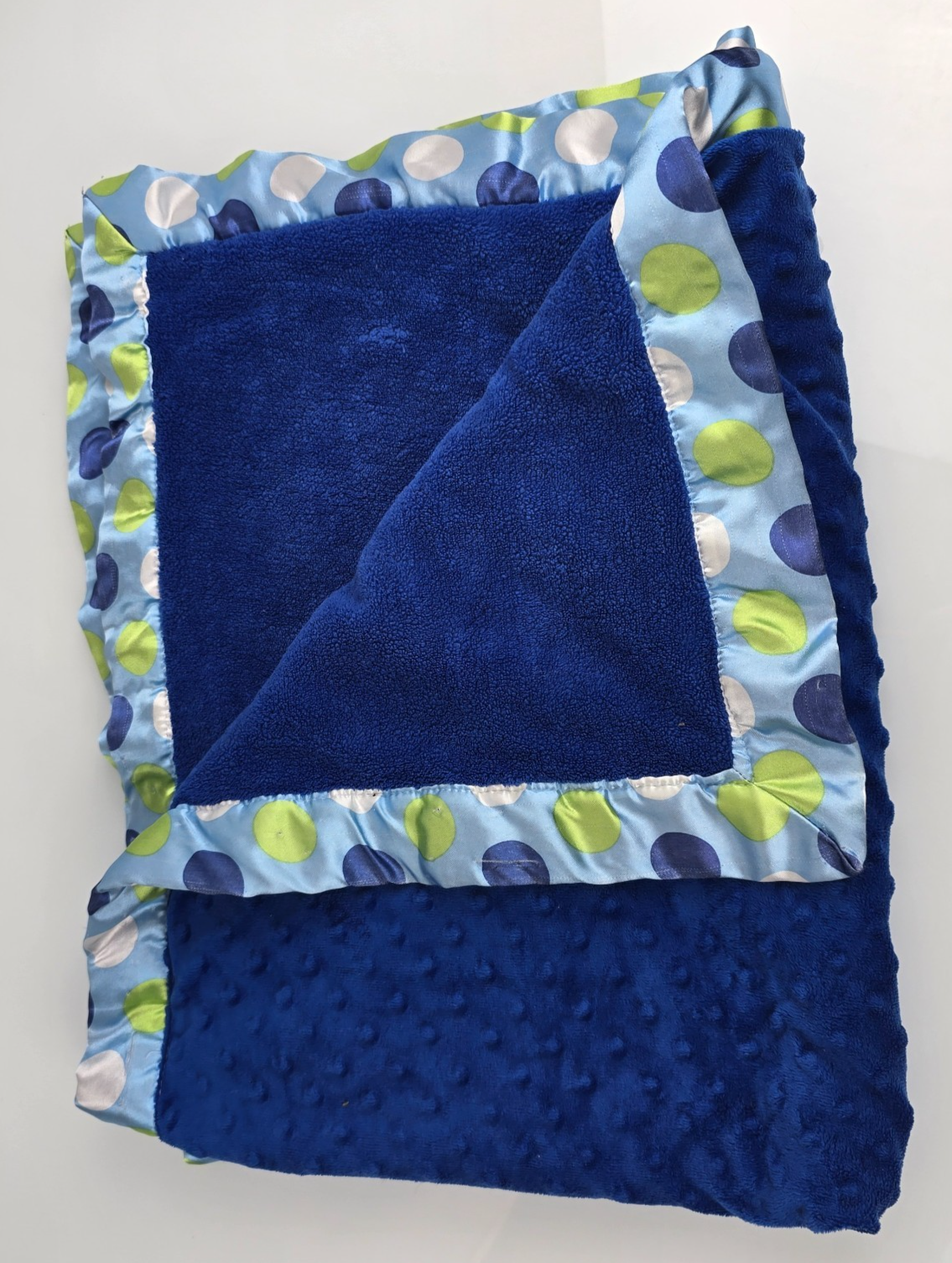 A.D. Sutton Sons Blanket Soft Minky Polka Dot Satin Trim Blue Baby Essentials Item image 2