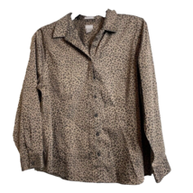 Chicos No Iron Coolmax Womens Size XL 3 Brown Animal Print Button Up Shirt - £13.08 GBP