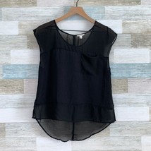 Urban Outfitters Silence + Noise Sheer Panel Top Black High Low Hem Womens Small - £11.62 GBP