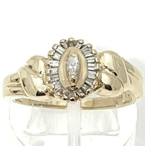 1/4 ct Diamond Solitaire &amp; Accents Ring REAL SOLID 14 k Gold 4.9 g Size 7 - £591.14 GBP