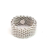 Tiffany &amp; Co Estate Somerset Ring 5 Sterling Silver 10 mm TIF610 - $395.01
