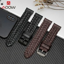 20mm 22mm 24mm Genuine Leather Braided Watch Band Strap Quick Release Bracelet - £18.57 GBP