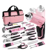 WORKPRO 53-Piece Pink Household Tool set with Electric Cordless Screwdri... - £80.12 GBP