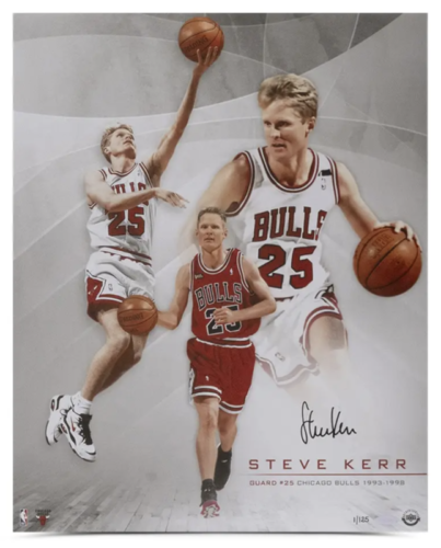 Primary image for Steve Kerr Autographed "Bulls Collage" Bulls 16" x 20" Photograph UDA LE 125
