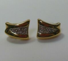 Signed Crown Trifari Gold Tone Clear Rhinestone Pierced Earrings - $14.84
