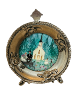 Pewter Figurine Etain Zinn signed Canada seagull miniature frame plate church 96 - £23.32 GBP