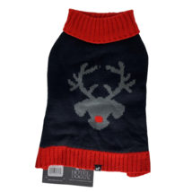 Christmas Reindeer Dog Sweater Size XS 6 to 8 Inch Length Black Red Silver - $19.79