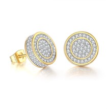 ZHOUYANG Punk Stud Earrings For Women Iced Out Zircon Hip Hop Men Piercing Gold  - £14.41 GBP