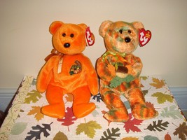 Ty Beanie Baby Thankful &amp; Leaves 2 Bears - $59.99