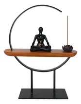 Zen Crescent Rainbow 7 Chakra Zones Black Yoga Avatar With Lotus Incense Burner - £36.76 GBP
