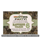 Deer hunting birthday invitation | Camo invitation | Hunting birthday in... - $7.00