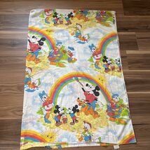 Walt Disney Productions Vintage Mickey Mouse Donald Duck Flat Sheet Twin... - $18.99