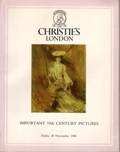 *Christie&#39;s London Important 19TH Century Pictures 28 Nov. 1986 Auction Catalog - £19.98 GBP