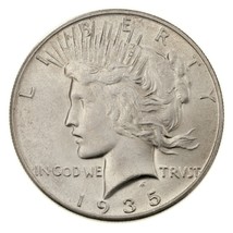 1935 Argent Paix Dollar En Choix Bu État, Excellent Oeil Appeal - $209.87