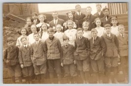 RPPC School Kids Class Photo Ocean in Distance Postcard B28 - £6.35 GBP