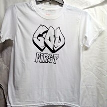 New God First Boys Sz M White Tee Tshirt Shirt Short Sleeve Cotton Blend - $8.91