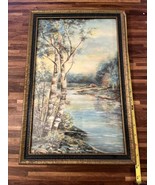Vintage Watercolor Landscape Woods Birch Tree Painting Artist Signed 11.... - £115.31 GBP