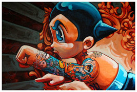 Boybot Homage Mike Bell Art Print  Lithograph Astroboy Tattoo Fighting - £15.98 GBP+