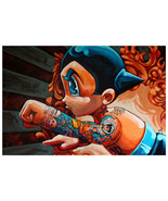 Boybot Homage Mike Bell Art Print  Lithograph Astroboy Tattoo Fighting - $20.00+