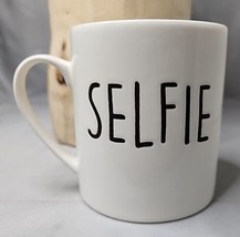 &quot;Selfie&quot; Coffee Tea Mug Cup White Ceramic Black Letters Both Sides - £6.21 GBP