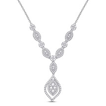 14kt White Gold Womens Round Diamond Luxury Dangle Necklace 2 Cttw - £2,895.12 GBP