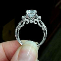 2.15Ct Round Cut White Diamond 925 Sterling Silver Designer Engagement Ring - £90.11 GBP