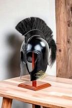 Medieval Corinthian Spartan Helmet Black Finish Steel LARP Battle Ready Helmet - £147.09 GBP