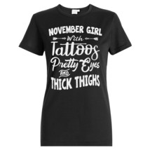 Novemver Girl Tattoos Pretty Eyes T-shirt Black Ladies Tee Birthday Gift... - £15.73 GBP