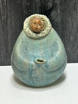 Luczak Peck Pottery Alaska Eskimo Girl Oil Lamp Bud Vase Signed - £20.98 GBP