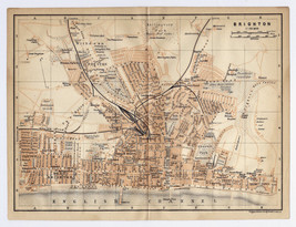 1910 Original Antique City Map Of Brighton / Sussex / England - $23.05