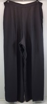 Women Liz Claiborne Night Black Wide Leg Polyester Pants 14 - $12.86