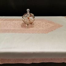 Set 2 pcs, White Tablecloth&amp;Table Runner, Elegant,  Decorative Pendants 60x88&#39;&#39; - £79.63 GBP