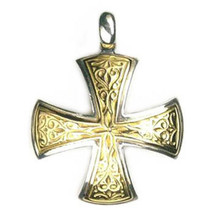 Gerochristo 5337  -  Solid 18K Gold &amp; Silver Medieval Maltese Cross Pendant - £610.74 GBP