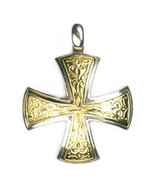 Gerochristo 5337  -  Solid 18K Gold &amp; Silver Medieval Maltese Cross Pendant - £601.77 GBP