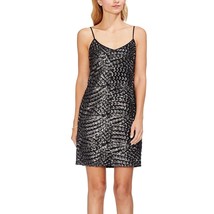 Vince Camuto Womens Sequined Metallic Slip Black Silver Dress Size XS St... - $77.34
